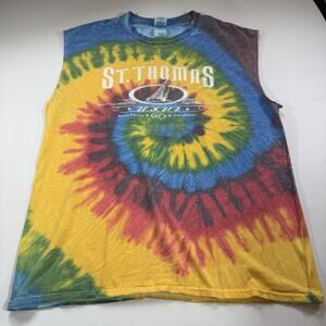 St. Thomas Cut Off Vintage Tie Dye Y2K Graphic Sleeveless Shirt Adult Large